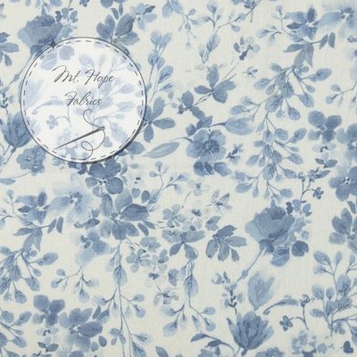 Linen/Cotton Blend - Misty Blue Garden